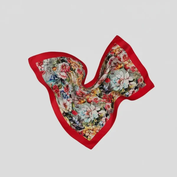 FOULARD SETA FLOREALE ROSSO