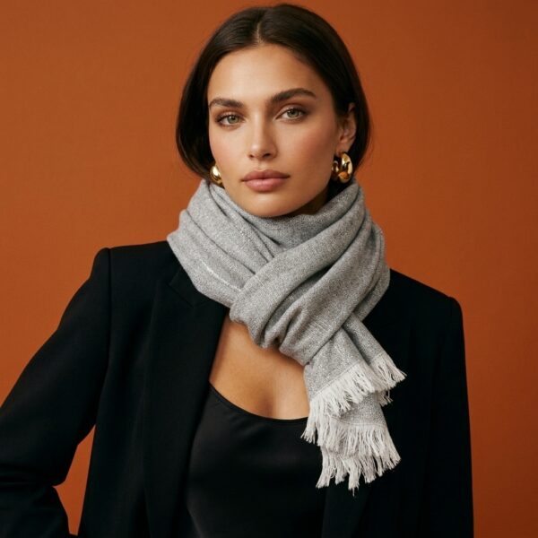 SCIARPA THAIS GRIGIO PERLA LUREX (Contenuto AI)